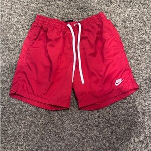 Nike Red Swim Trunks Shorts Size Medium White Drawstring